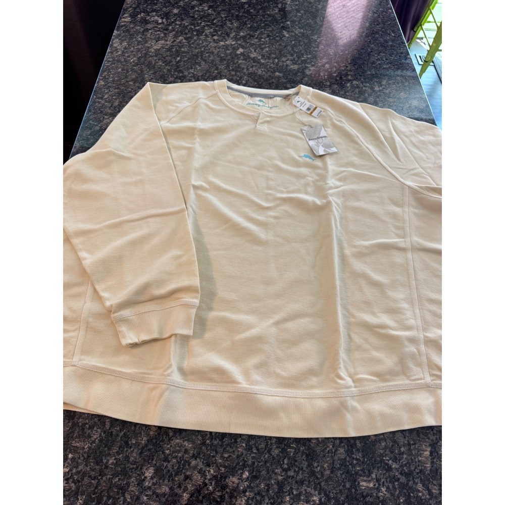 Tommy Bahama Montego Bay Abaco BT Sweatshirt 4XLB Pale Moon Cream Waffle Knit